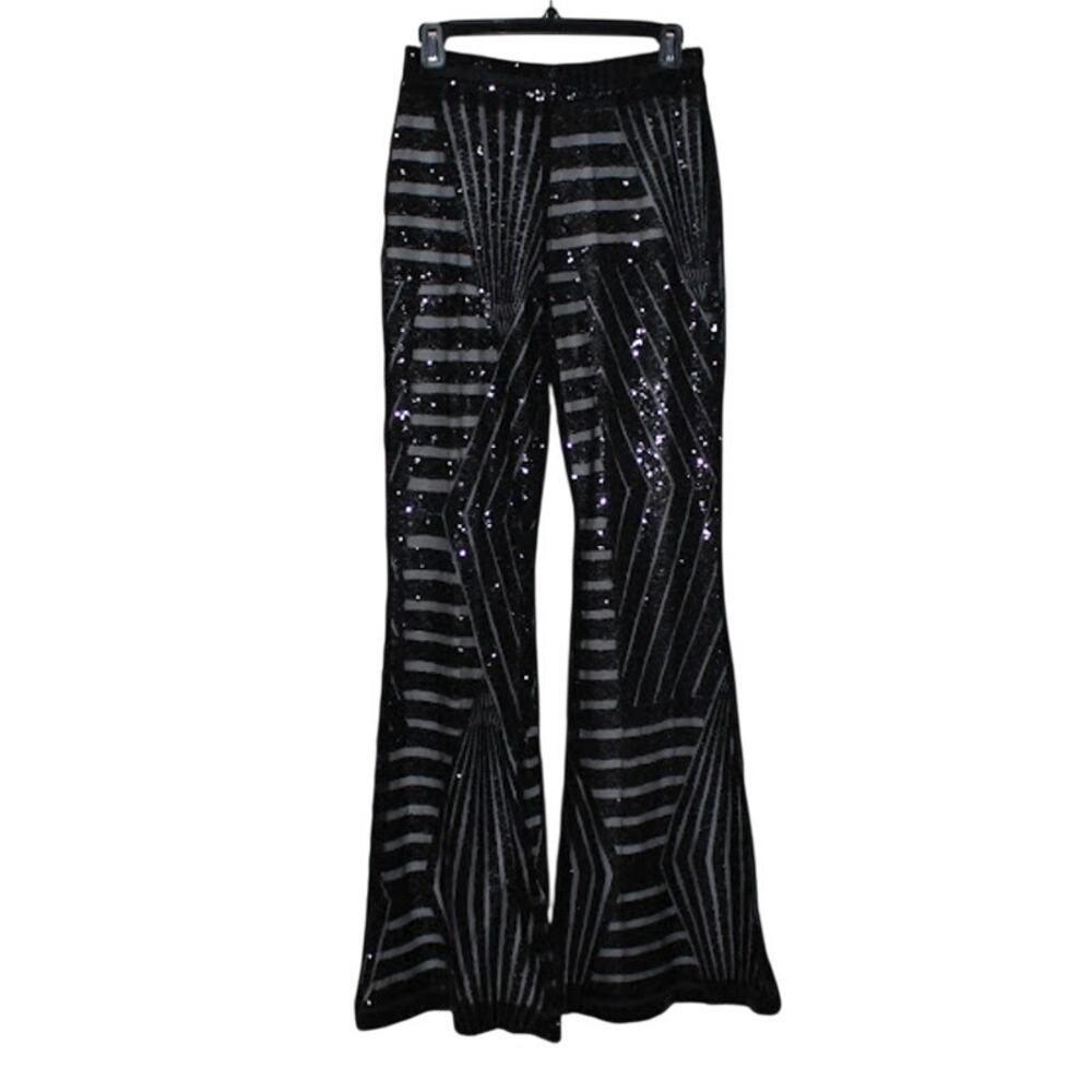 Black Sequin Flare Pants - Brand - Picture 2 of 12